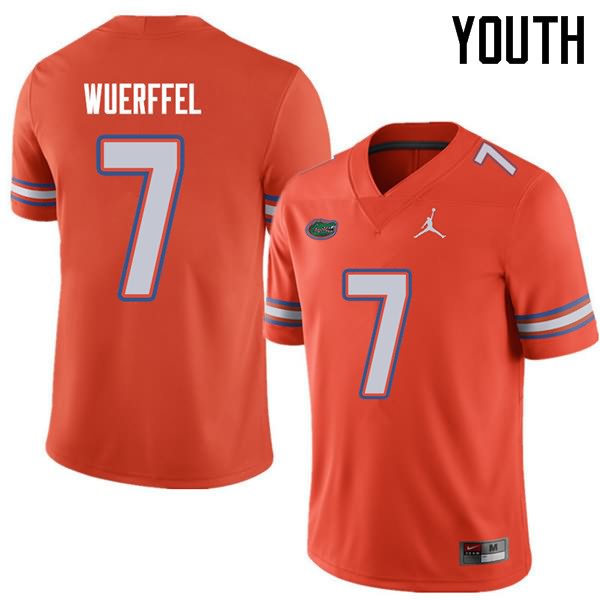 Youth NCAA Florida Gators Danny Wuerffel #7 Stitched Authentic Jordan Brand Orange College Football Jersey YVI7565ST